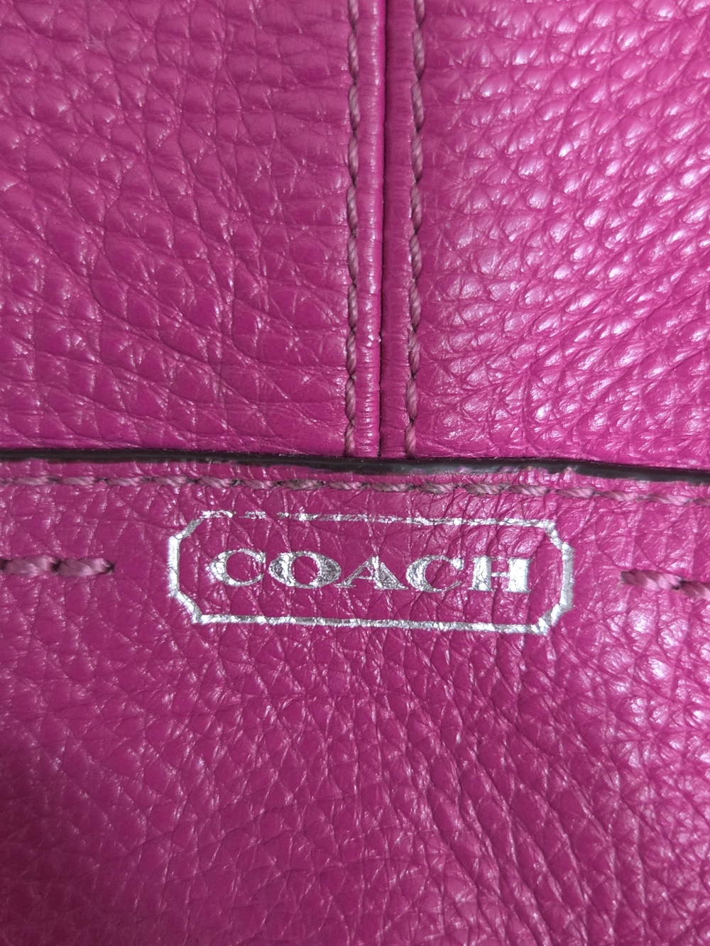 Coach Fuchsia Pebbled Leather Shoulder Bag - Picture 6 of 6